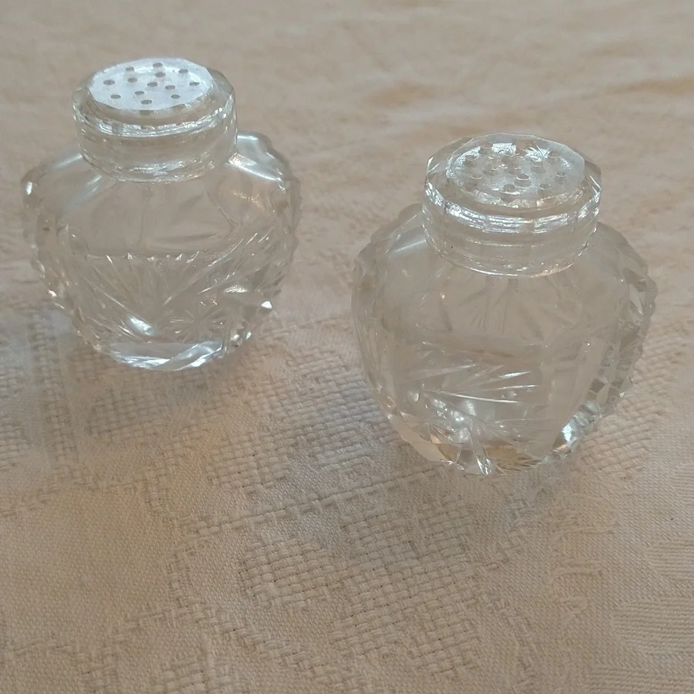 Antique crystal salt and pepper shakers cottagecore shabby chic grand millenial